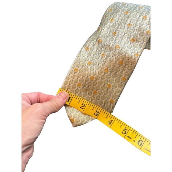 Tie Rack Men's Silk Tie Made In Italy Geometric Pattern Green & Yellow 3.5" Widt - Picture 2 of 8